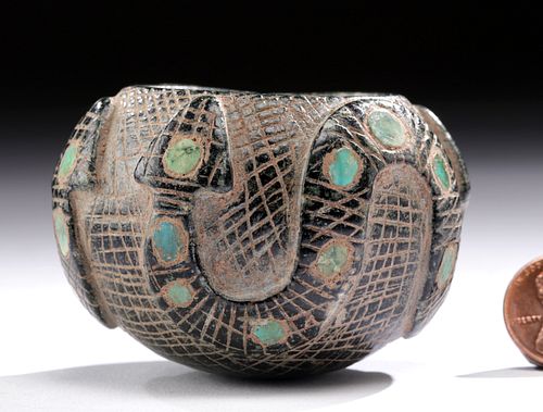 Very Rare Chavin Stone Bowl w/ Two Headed Serpent Motif