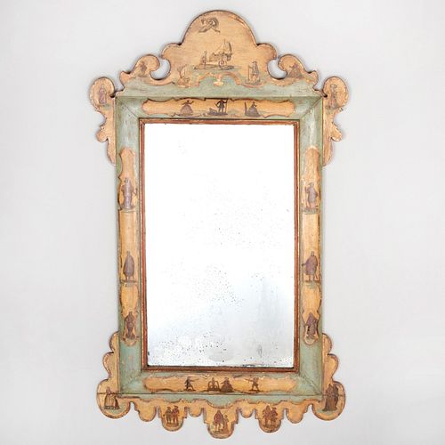 Italian Painted Lacca Povera and Parcel-Gilt Mirror, Modern