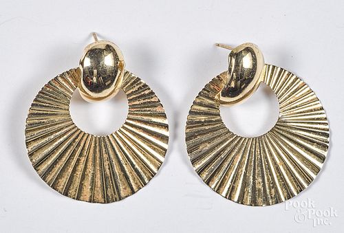 Pair of 14K yellow gold earrings, 3 dwt.