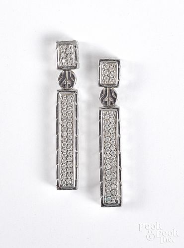 Pair of John Hardy silver and diamond earrings
