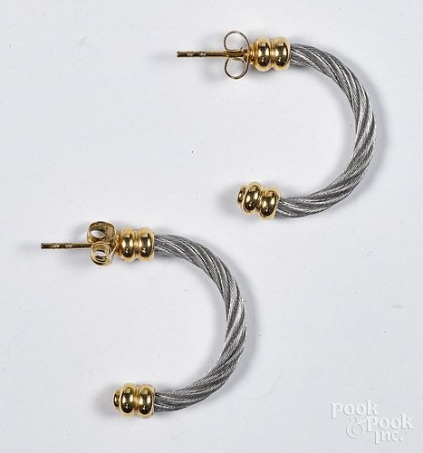 Pair of Charriol 18K gold Celtic hoop earrings
