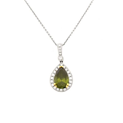 Green Diamond and 18K Necklace