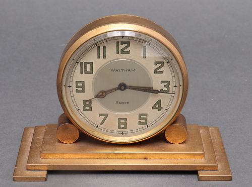 Waltham Art Deco "Partners" Brass Desk Clock