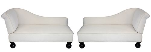 Regency Manner White Daybed / Sofa, Pair