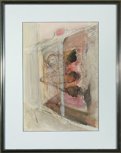 Contemporary "Sleeping Figure" Signed Watercolor