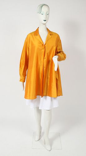 Donna Karan Saffron Silk Extended A-Line Shirt