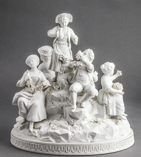Sevres Style Bisque Porcelain Figural Group
