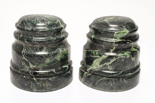 Green Marble Bookends, Pair