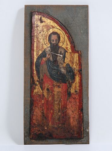 Russian Parcel Gilt & Polychrome Icon on Panel