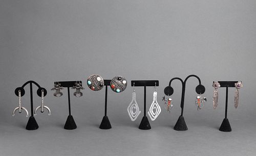Silver Designer Earrings, Etc., 6 Pairs