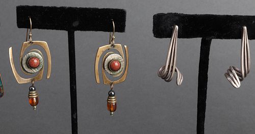 Silver & Costume Earring Group, 5 Pairs
