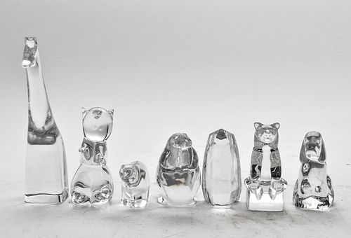Crystal Glass Animal Figurines, Group of 7