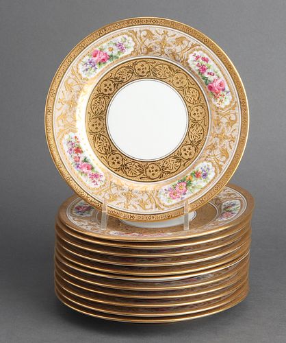 Limoges French Gilt Porcelain Bread Plates, 12
