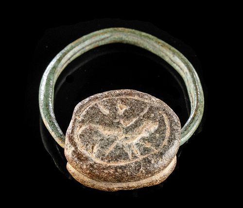 Egyptian Bronze Ring w/ Steatite Scaraboid