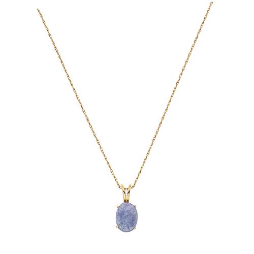 NECKLACE AND PENDANT WITH TANZANITE. 14K YELLOW GOLD