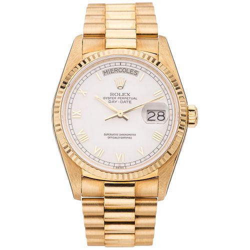 ROLEX OYSTER PERPETUAL DAY – DATE. 18K YELLOW GOLD. REF. 18038, CA. 1986 - 1987