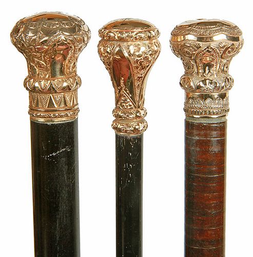 Three Gold-filled Dress Canes