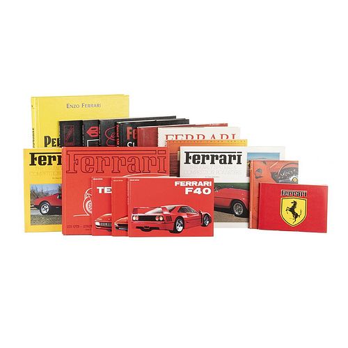 Books on Ferrari. La Magie Ferrari/ Tutta la Storia della Ferrari/ La Collection/ Ferrari GTO/ Cavallino Rampante... Pieces: 16.