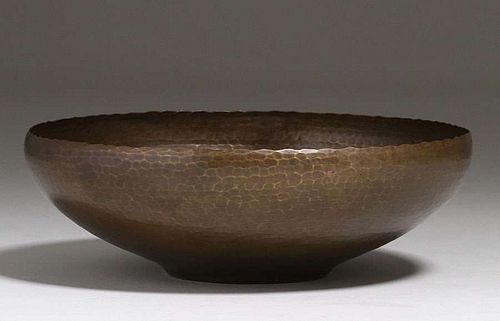 Byard Tully Hammered Brass Fruit Bowl c1930s