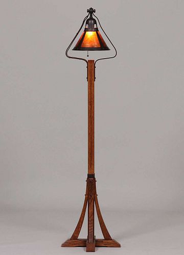 Michael Adams Gustav Stickley Designed Oak Floor Lamp