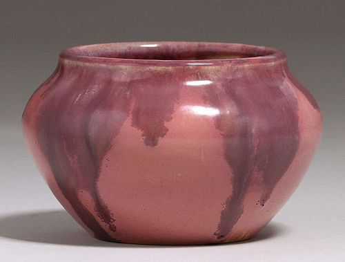 F.H.R. Los Angeles Strawberry Drip Glazed Vase c1910
