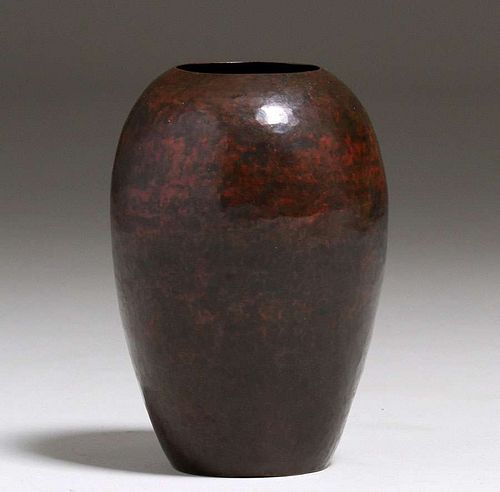Dirk van Erp Hammered Copper Ovoid Vase c1911-1912