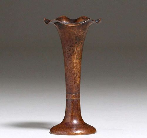 Albert Berry Hammered Copper Flared Stem Vase c1920s