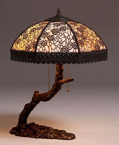 Riviere Studios - New York Bronze Overlay Lamp c1915