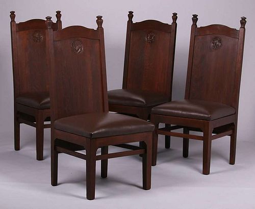 Mathews Furniture Shop Chairs Carved CA Poppies