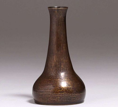 Dirk van Erp Hammered Brass Vase c1920s