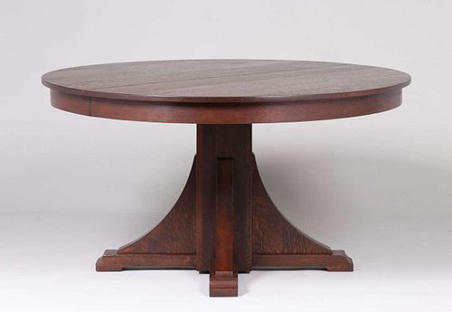 Stickley Brothers 54"d Pedestal Dining Table c1910