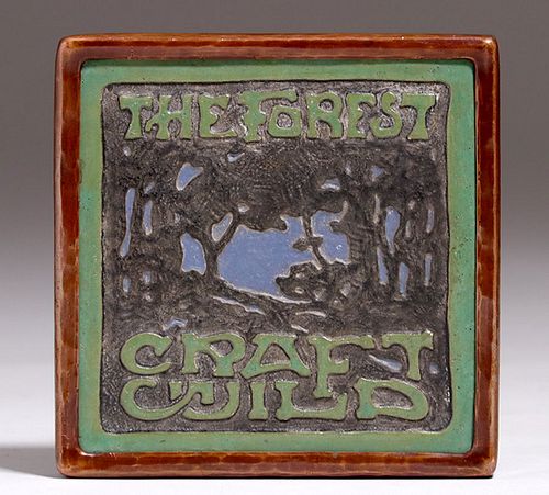 Rare Forest Craft Guild - Dirk van Erp Framed Tile