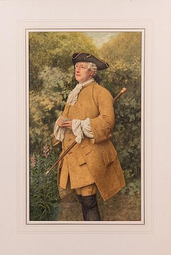 Sir James Dromgole Linton (British, 1840-1916) Man in Yellow Waist Coat, Watercolor,