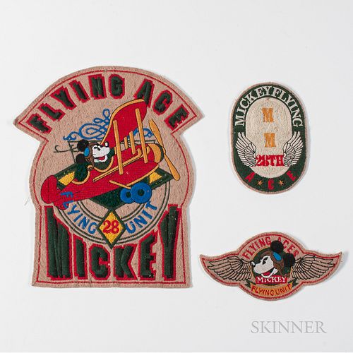 Three "Flying Aces" Mickey Mouse Patches