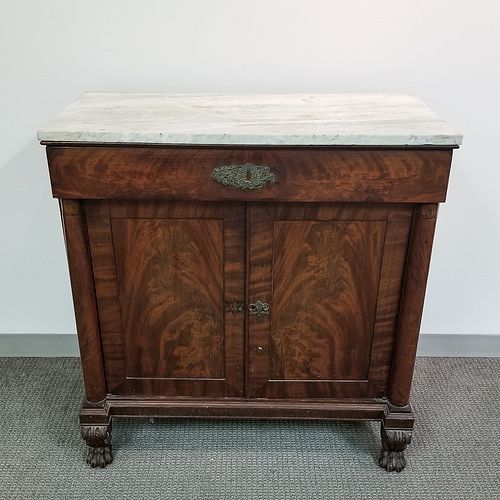 Late Classical Carved Mahogany Marble-top Commode