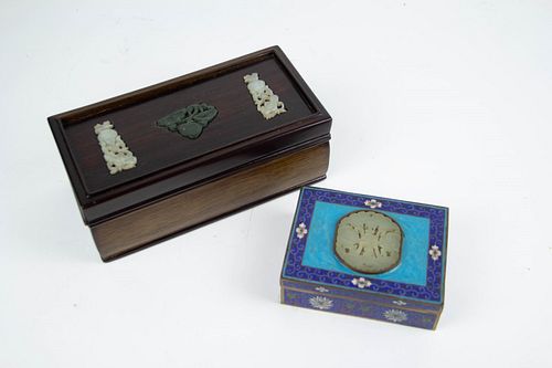 Two Jade Inset Boxes.