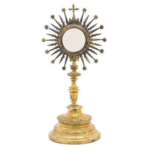 MONSTRANCE. MEXICO, 18th-19th Century. Gilded silver.