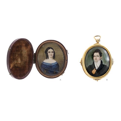 PAIR OF MINIATURE PORTRAITS. SPAIN AND FRANCE, 19th Century. Gouache on ivory plaque.