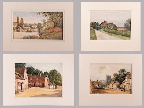 A Group of Four English Watercolor Landscapes by Various Artists, 19th/20th Century,