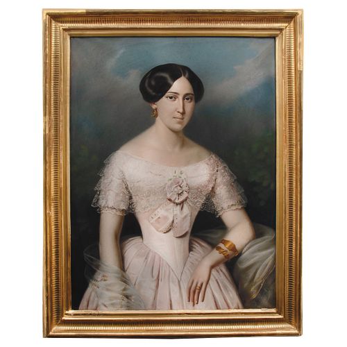 ÉDOUARD PINGRET (FRANCIA, 1788-1875) PORTRAIT OF LADY. Pastel on paper. Signed.