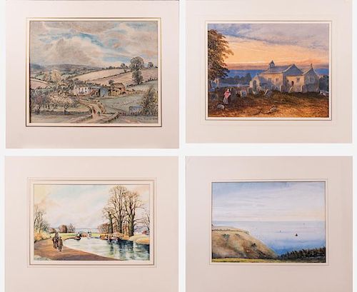 A Group of Four English Watercolor Landscapes by Various Artists, 19th/20th Century,