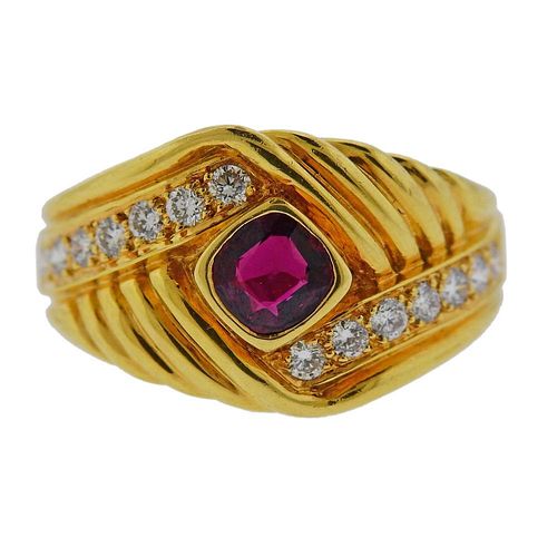 Van Cleef &amp; Arpels 18k Gold Diamond Ruby Ring 