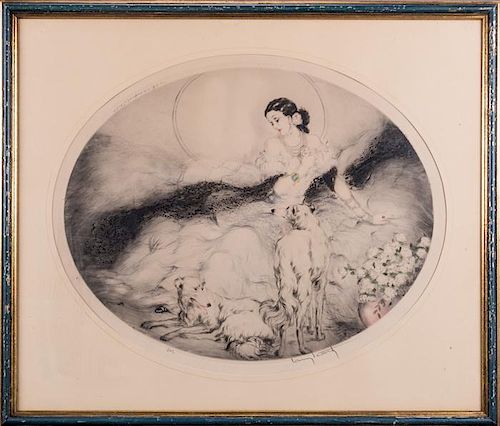 Louis Icart (1888-1950) La Dame aux Camélias, Colored etching and drypoint,