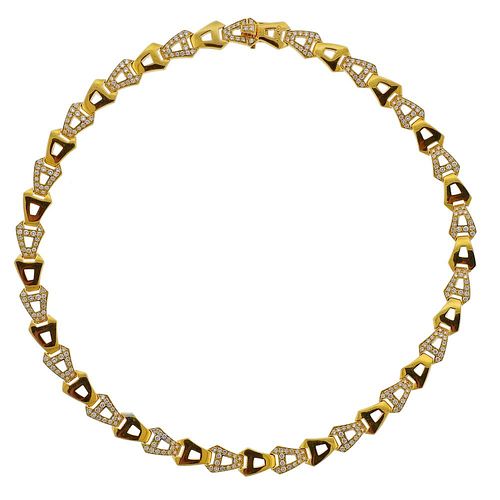 Asprey 18K  Gold Diamond Chain Link Necklace