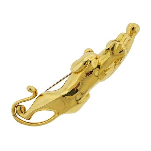 18K Gold Diamond Panther Brooch Pin