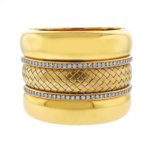 Badler Italy 18k Gold Diamond Massive Bangle Bracelet 
