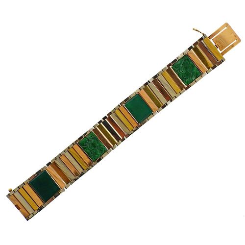 Marzo 18K Gold Carved Jade Bracelet