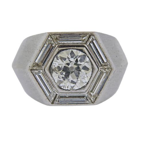 Cartier Platinum 1.66ct Old Mine Diamond Ring