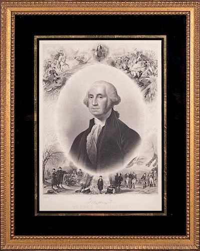 After Gilbert Stuart (1755-1828) George Washington, Etching,
