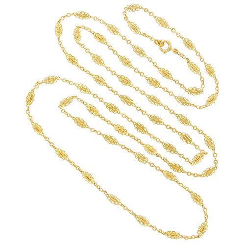 French Antique 18k Gold Long Necklace
